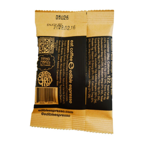 Edible Espresso One Cup back — nutrition facts and ingredients