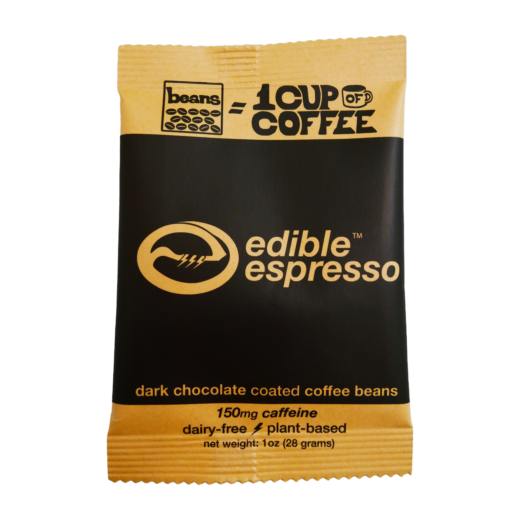 Edible Espresso One Cup — dark chocolate covered coffee beans, 150mg caffeine